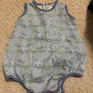 TBBC -Blue Horse Print Baby Romper size 3-6m